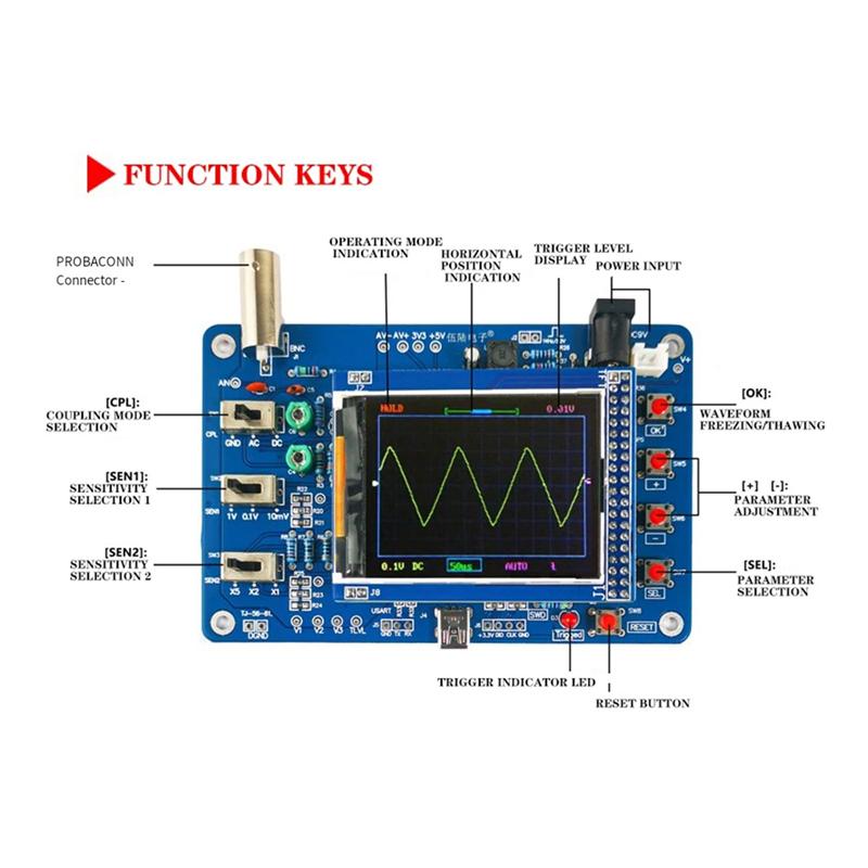 AD23-DSO138 Digital Oscilloscope DIY Electronic Kit Microcontroller Circuit Board Assembly Welding Parts