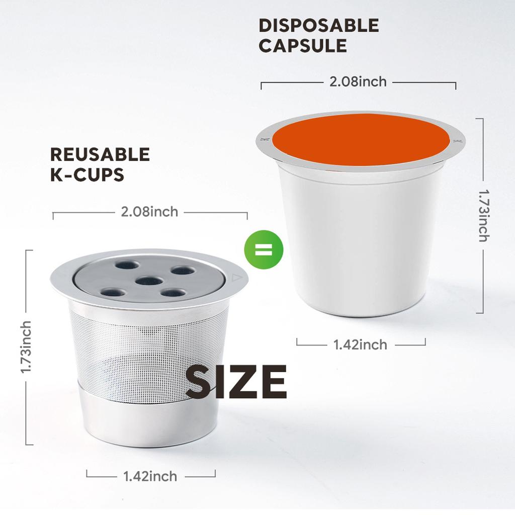 5 Hole Reusable Coffee Pod Filter Stainless Steel Refillable Coffee Powder Filter with Brush Spoon Reusable Coffee Pod Filter