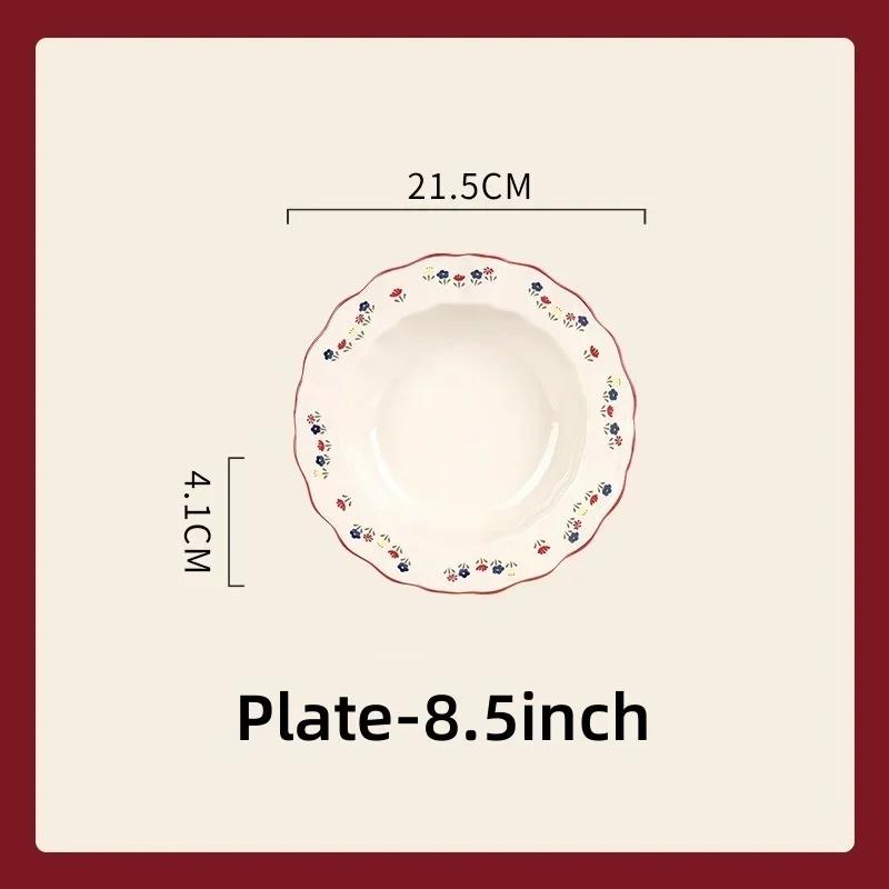 SOLECASA Ceramic Tableware Pastoral Style Rice Soup Bowl Fruit Salad Bowl Dish Pasta Dessert Plate Dinnerware Table Decoration