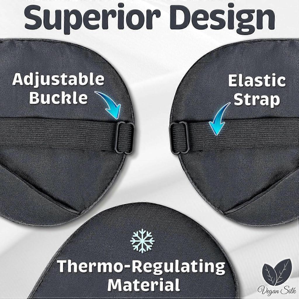 Sleep Mask - Black, 100% Tencel Derived from Natural Wood Pulp - Lightweight Eye Mask with Adjustable Strap - Blackout Blindfold for Women & Men - Co