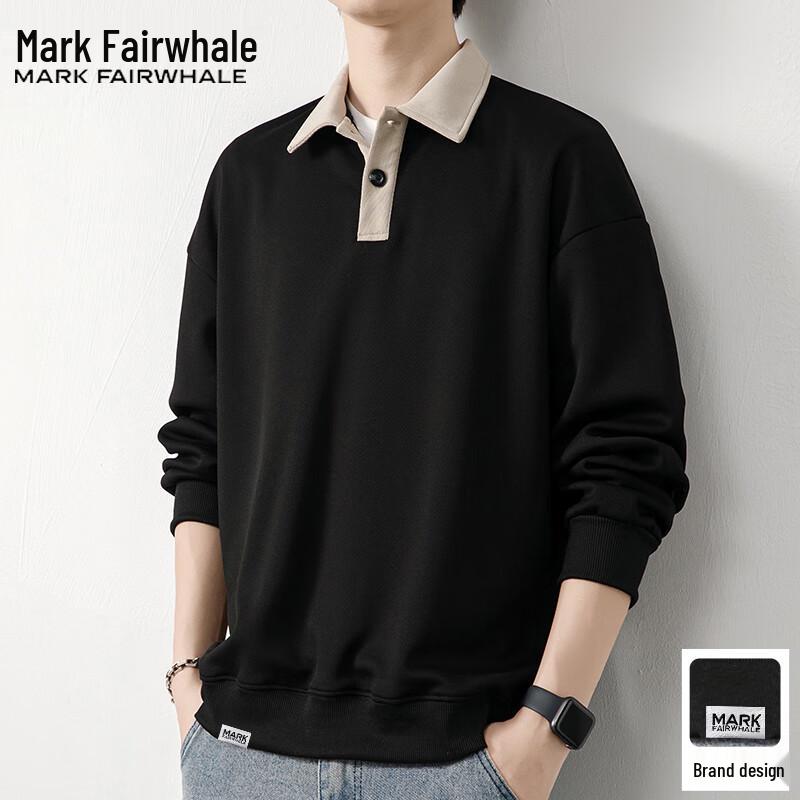 Mark Fairwhale Men's Collared Long Sleeve Pullover Sweatshirt