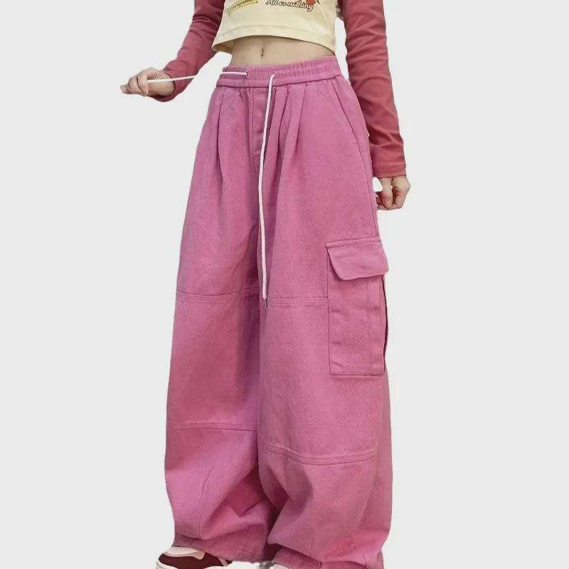 High Street Dopamine Dark Blue Unisex Wide-Leg Overalls - Thickened and Loose Fit for Autumn/Winter Casual Trend