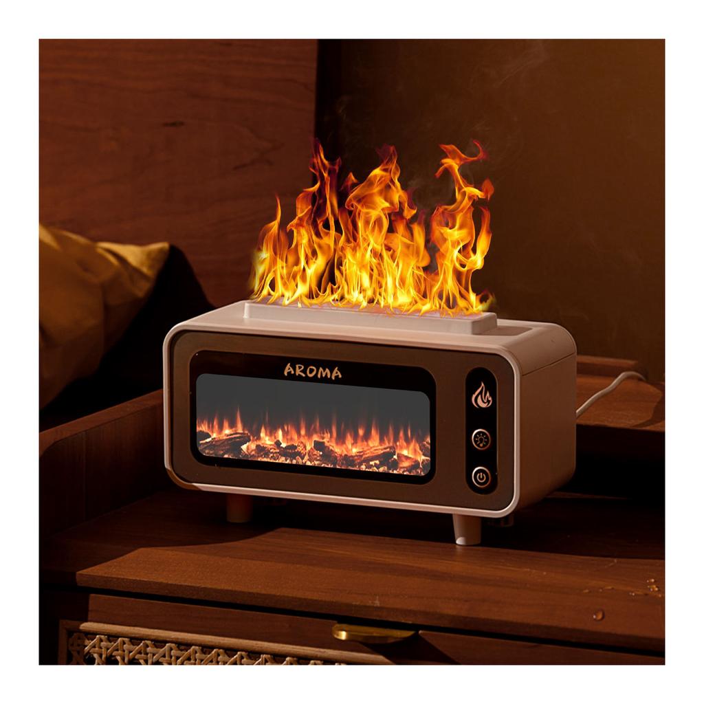 Fireplace Flame Night Lights with Air Humidifier Colourful Flame LED Light USB Essential Oil Aromatherapy Diffuser Creative Gift
