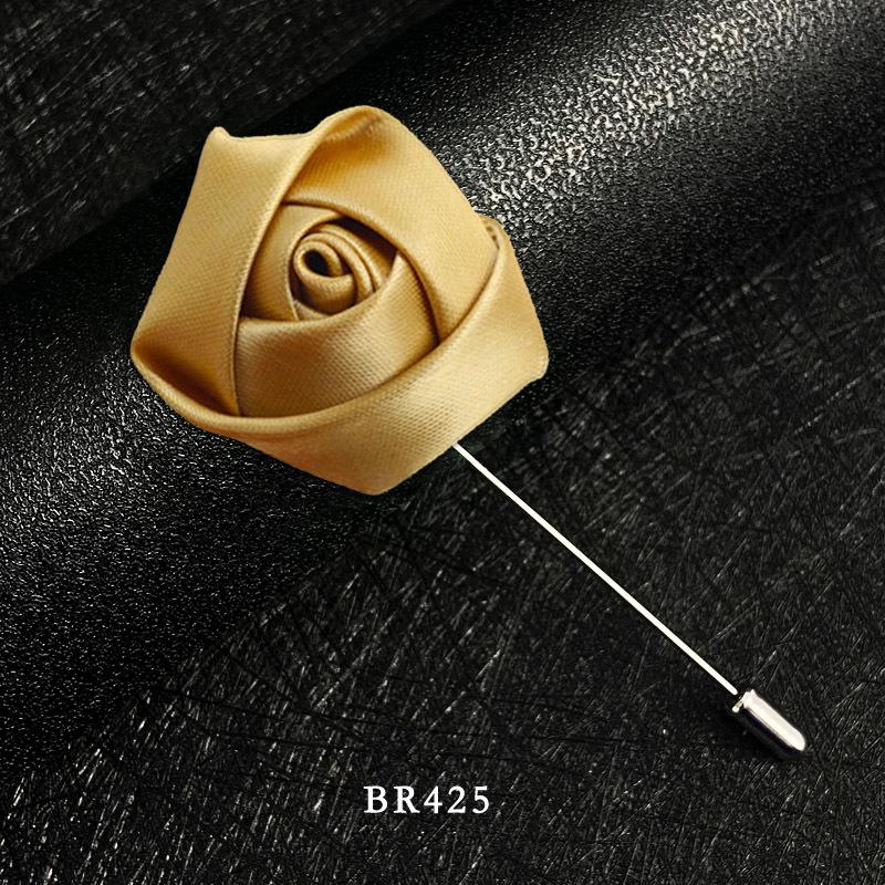 Handmade Multi-Color Rose Fabric Brooch Pin for Men's Suits - Korean Style Accessories