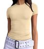 European and American Summer Women's Slimming Milk Silk Pullover T-shirt, Round Neck Fashion Top, High-end Women's Outerwear
