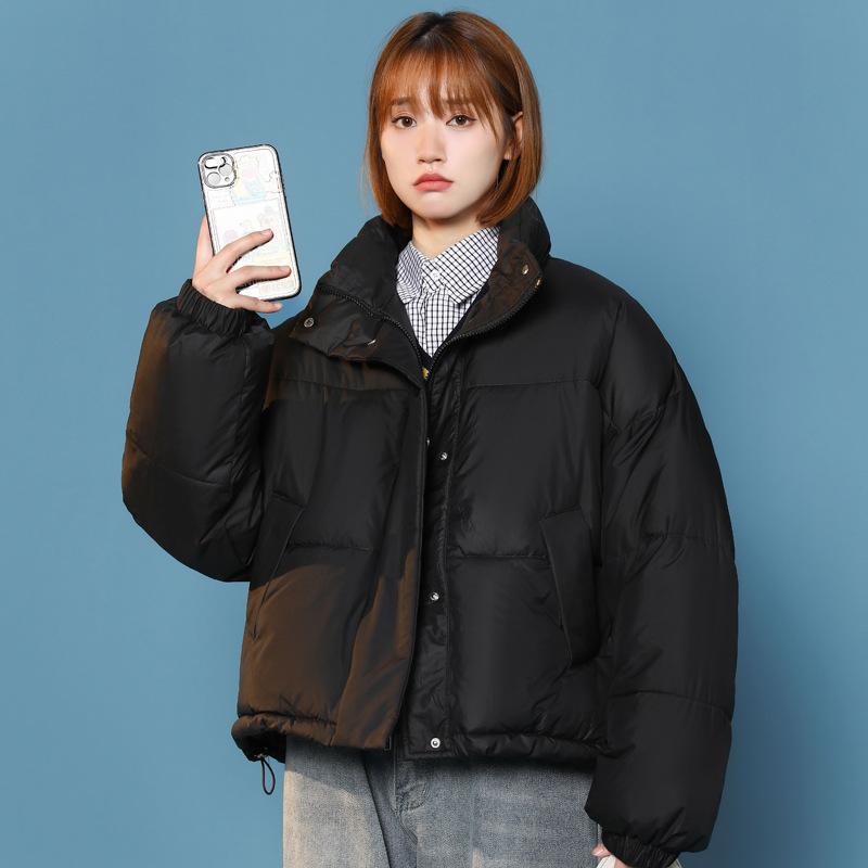 

Зимняя пуховая хлопковая куртка женская 2025 новая универсальная модель куртка-хлеб тренд утолщенная куртка M чёрный