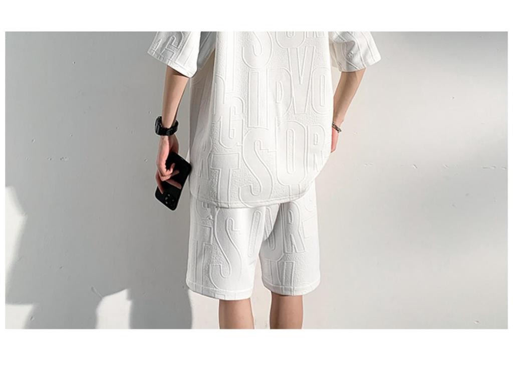 Men's Trendy Summer Short-Sleeved T-Shirt and Shorts Set - Loose Fit, Casual Plus Size Ensemble