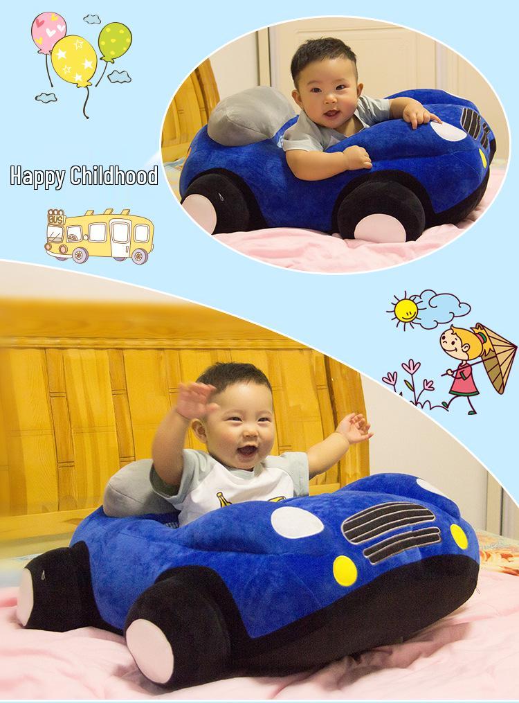Children's Cartoon Car Plush Sofa Chair - Anti-Fall Learning Seat & Toy for Birthday Gift
