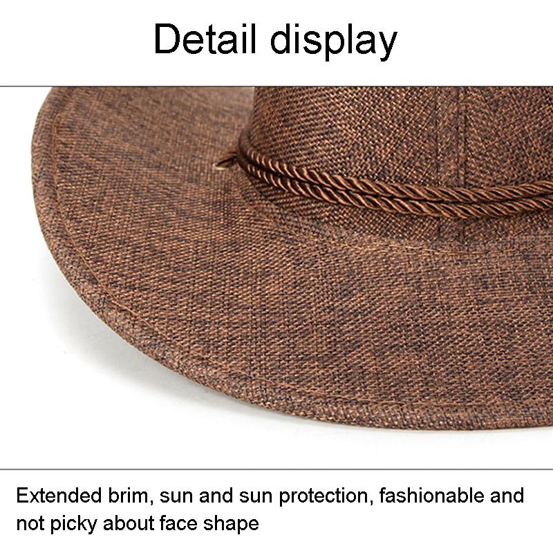 1 STK Retro Leinen Sonnenschutz Kappe Britischer Stil Western Cowboy Einfarbig Herren Atmungsaktiv