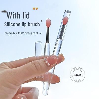Silikon-Lippenpinsel mit Abdeckung - Staubdichter Lippenmasken- & Pailletten-Lidschattenpinsel, Tragbar & Multifunktional.