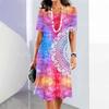 3D Digital Printing Dresses Women's Summer Short-sleeved O-neck Casual Loose Dress