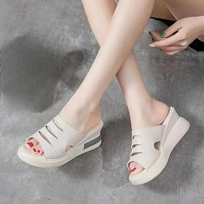 Women Slippers Fashion High Heels Shoes Platform Sandals Summer Flip Flops New Women Shoes Walking Zapatillas Mujer 36-43