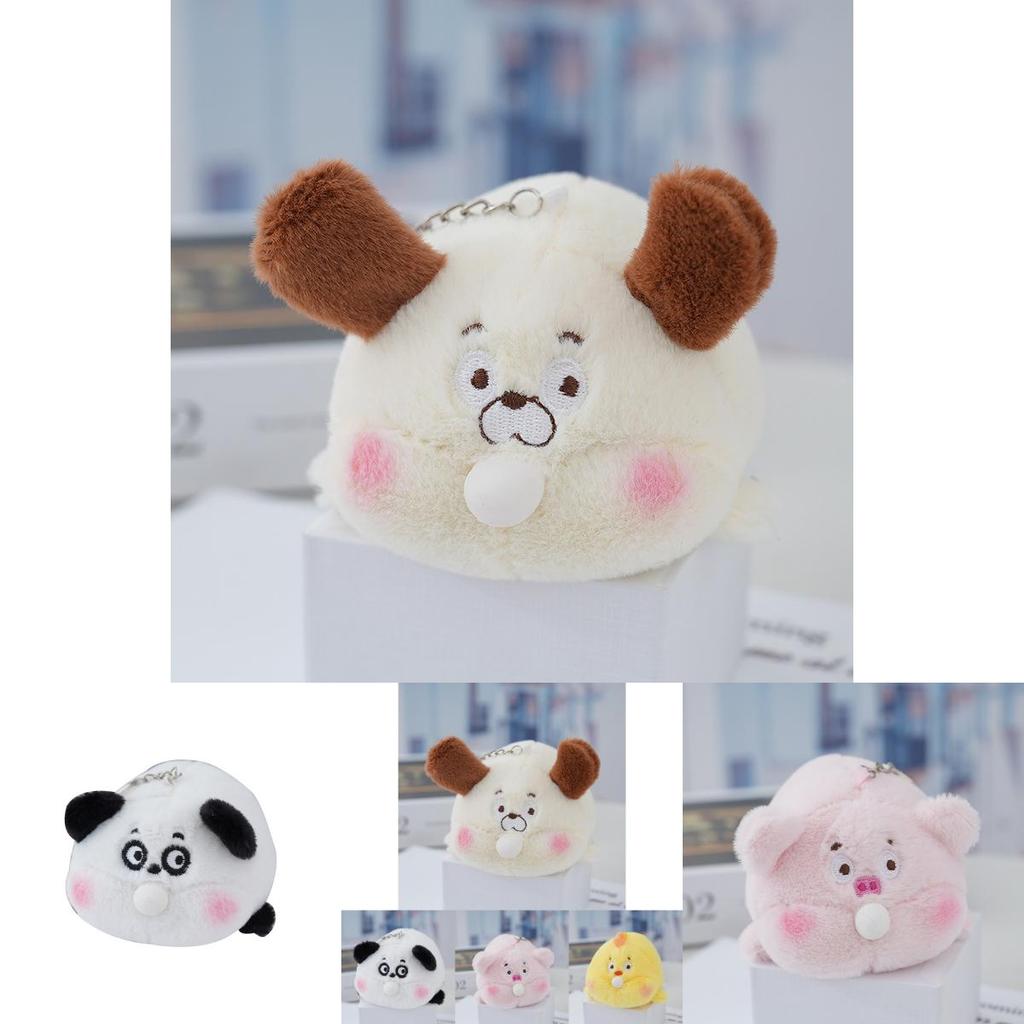Adorable Bubble Blowing Pig Plush Keychain Cute Stuffed Animal Bag Charm
