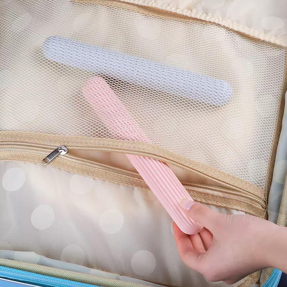 Travel Toothbrush Case, Portable Plastic Toothbrush Holder with Simple Stripes - Compact Storage for Travel,Bathroom, Camping &