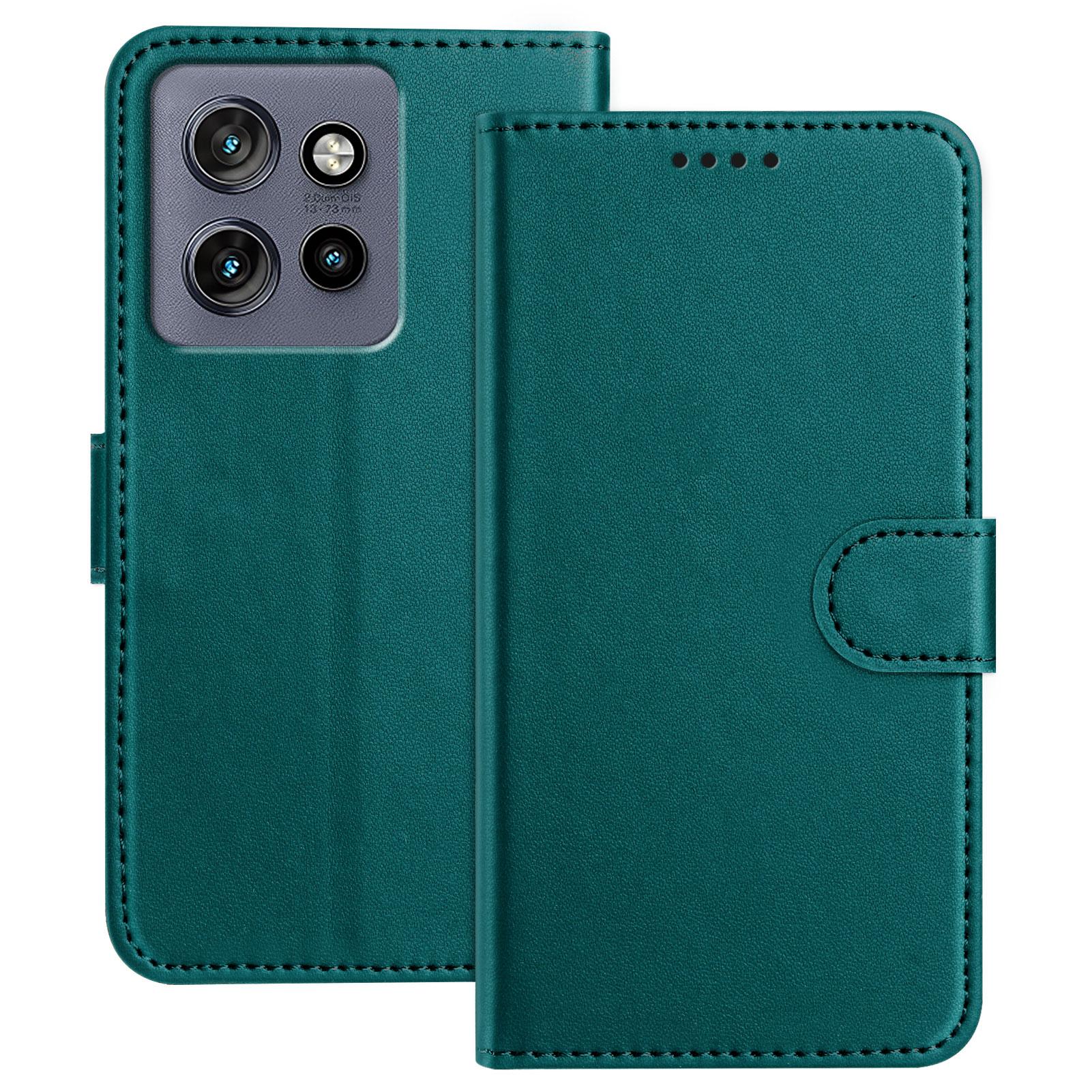 

For Motorola ThinkPhone 25 5G/Motorola Edge 50 Neo 5G Leather Case Wallet Stand Solid Color Anti Drop Phone Cover Green