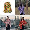 Vintage Spring Port Style Printed Shirt With Polyester Fabric For Casual Girls