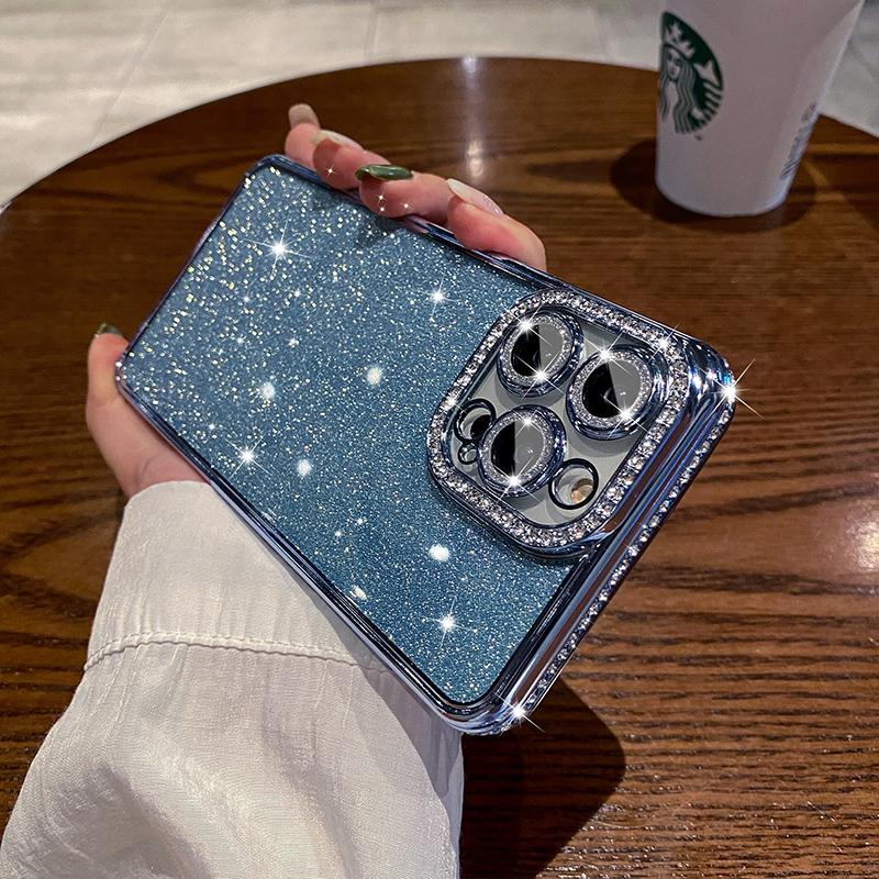 Luxury Plating Bling Glitter Diamond Rhinestone Case For iPhone 16 15 14 Pro Max 13 12 11 X XS 8 Plus Soft Silicone Clear Cover