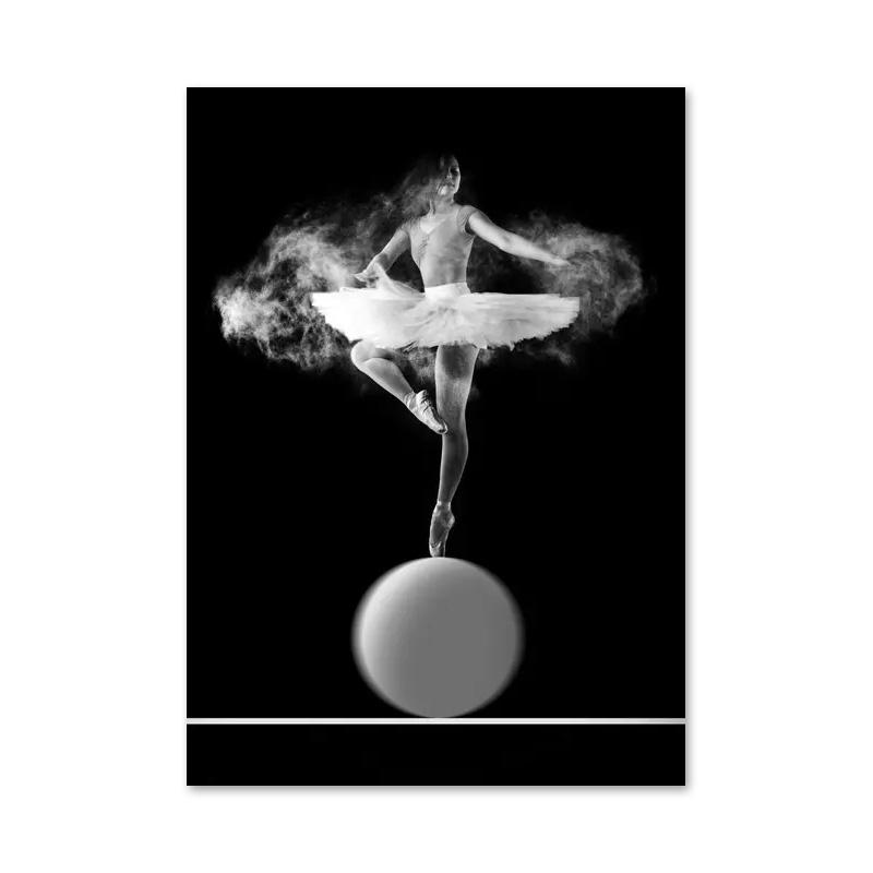 Zwart-Wit Balletdanser Canvas Schilderij Elegante Ballerina Houding Poster Print Wandkunst Afbeelding voor Woonkamer Huisdecoratie