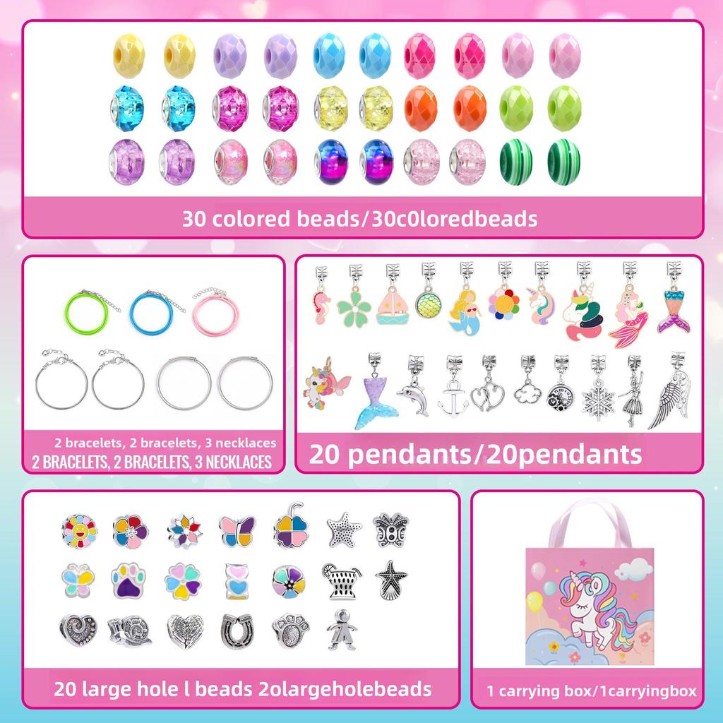 Cartoon Pink Set DIY Handmade Jewelry Children's Bracelet Women's Exquisite Gift Box Bracelet