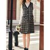 Pointed Single British Style Female Long Gradient Pattern V-neck Wool Vest Fall and Winter Bandage Dress Base Jumper Dress Welfare Grab