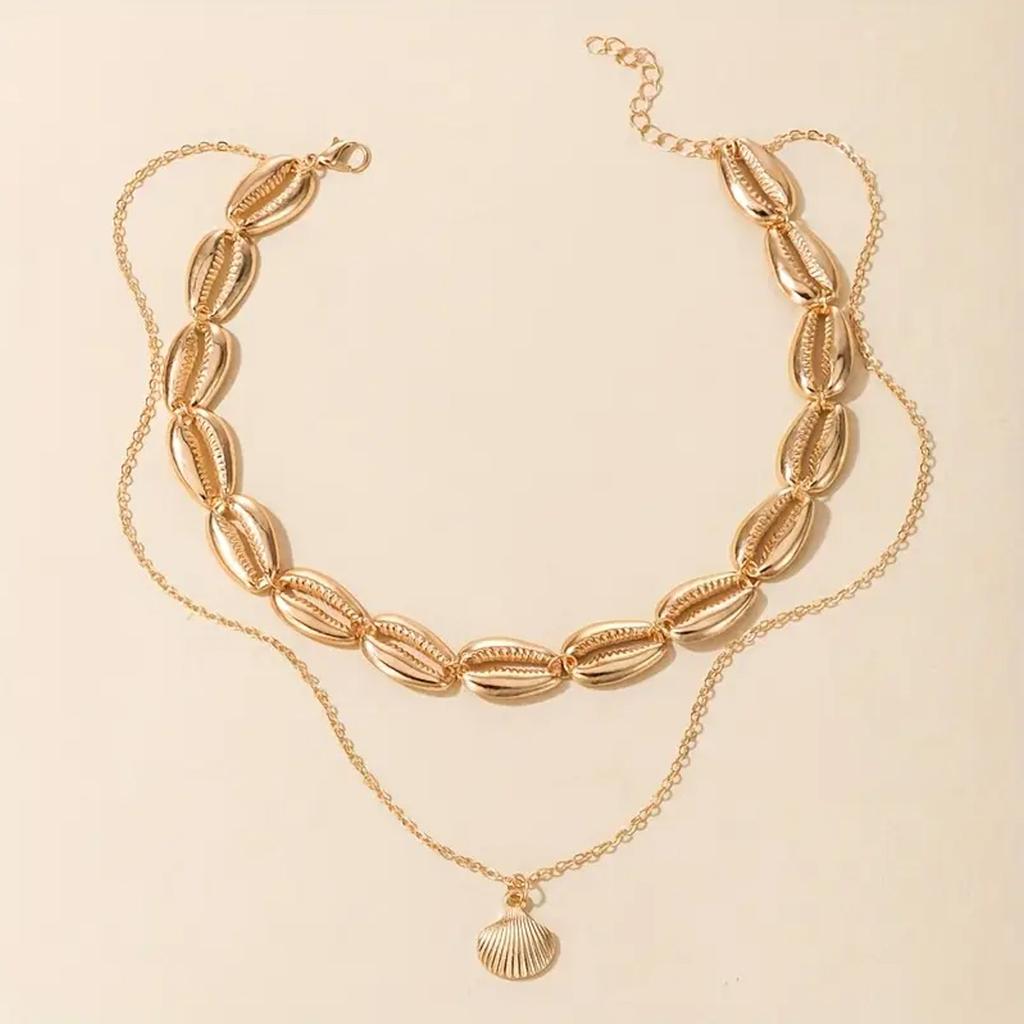 Hot Sale Conch Necklace for Women Summer Beach Style Shell Multi-Layer Necklace Bohemian Charm Zircon Fashion Accessories Gift