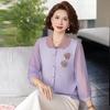 Spring Arrival: Loose Lapel Knit Top for Middle-Aged & Elderly Women – Lightweight, Stylish T-Shirt for Spring/Summer