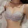 Small Chest Push-up Anti-sagging Lace Underwear Top Lift Thin Strapless Invisible Non-slip Bra Set