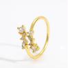 Elegant Women's Adjustable Gold-Plated Copper Ring with Zircon - Minimalist, High-End Niche Design