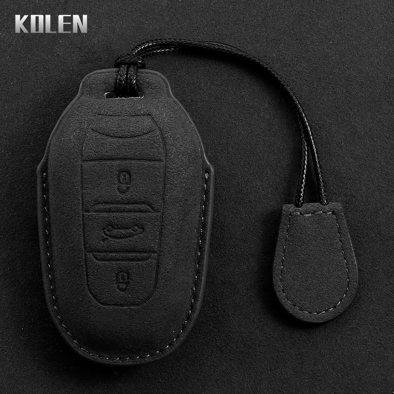 Genuine Leather Auto Smart Key Fob Cover Case Housing Fit For Peugeot 308 408 508 2008 3008 4008 5008 Citroen C4 C4L C6 C3-Xr Picasso Ds3 Ds4 Ds5