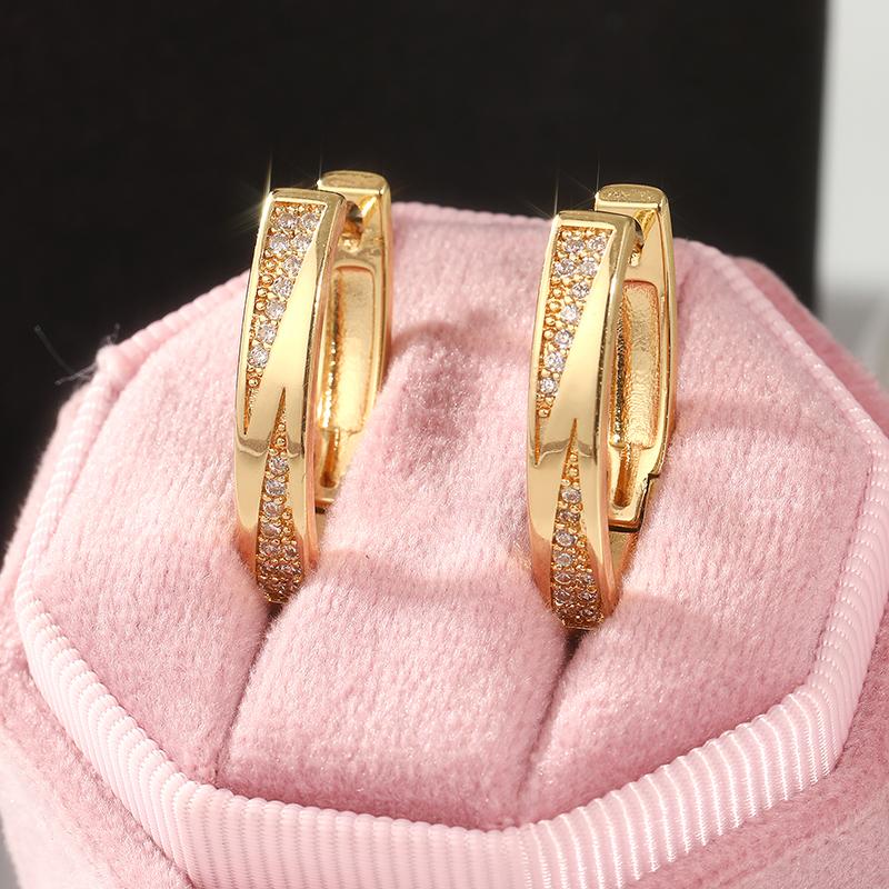 Elegant Gold Color Inlaid Cubic Zirconia Dangle Earrings for Women Delicate  Engagement Wedding Earrings Jewelry
