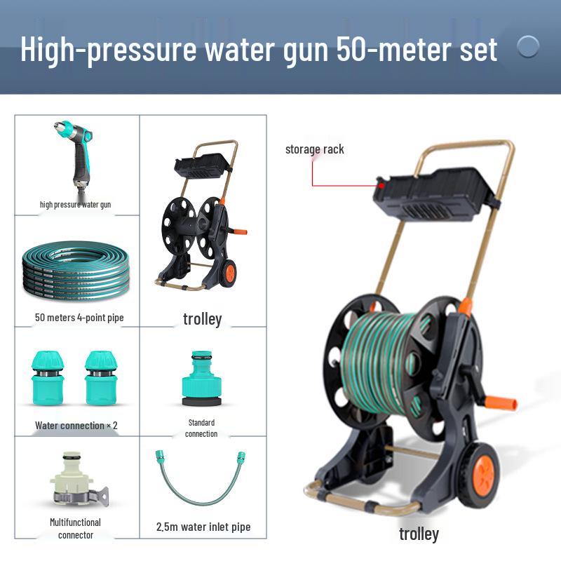 High-Pressure Garden Hose: Versatile Watering & Car Wash Gun with Retractable Reel for Gardening & Home Use