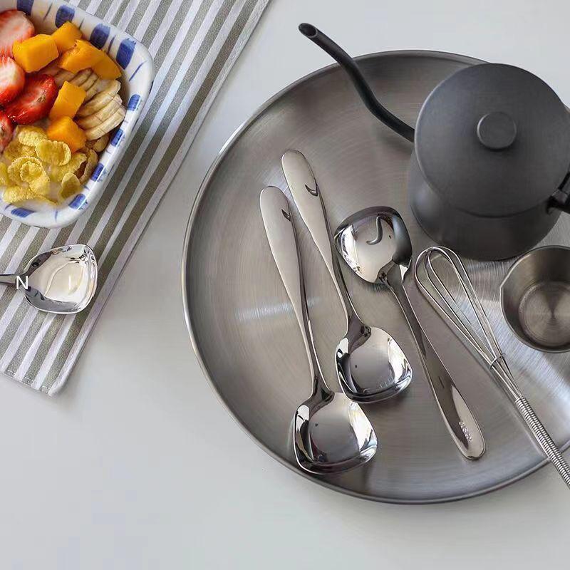 17Cm Soup Spoon Stainless Steel Big Head Round Spoon Long Handle Stirring Dessert Spoon Home Kitchen Gadget Restaurant Accessory