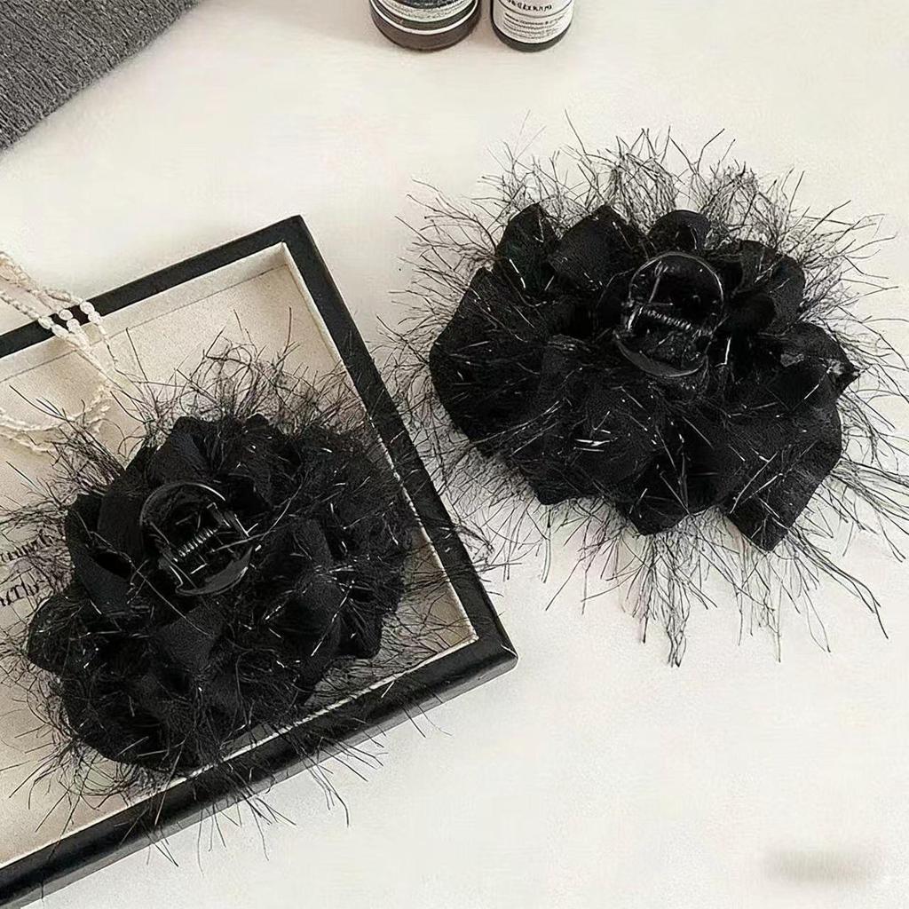High-Grade Large Tassel Feather & Cloud Bubble Hair & Shark Claw Clips