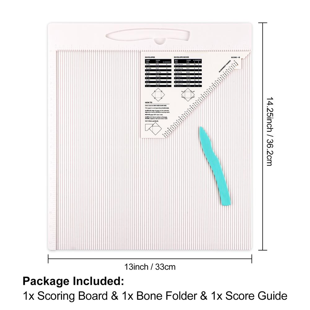 

12x12 Scoring Board for Making Envelope/Envelope Box/Gift Box Large Multi-Purpose Score Board with Bone Folder and Triangular