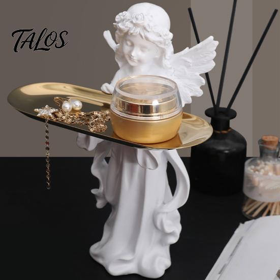 Stable Non-slip Tray Angel Figurine Storage Tray, Elegant Jewelry Exquisite Resin Statue Decorative Accessory Dish, Desktop Organizer for Rings