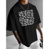 Hip-Hop Lyric Graffiti Font Print Men'S Casual T-Shirt,Summer Men'S Round Neck Short Sleeve T-Shirt, Stylish And Versatile Trendy Print Short Sleeves.