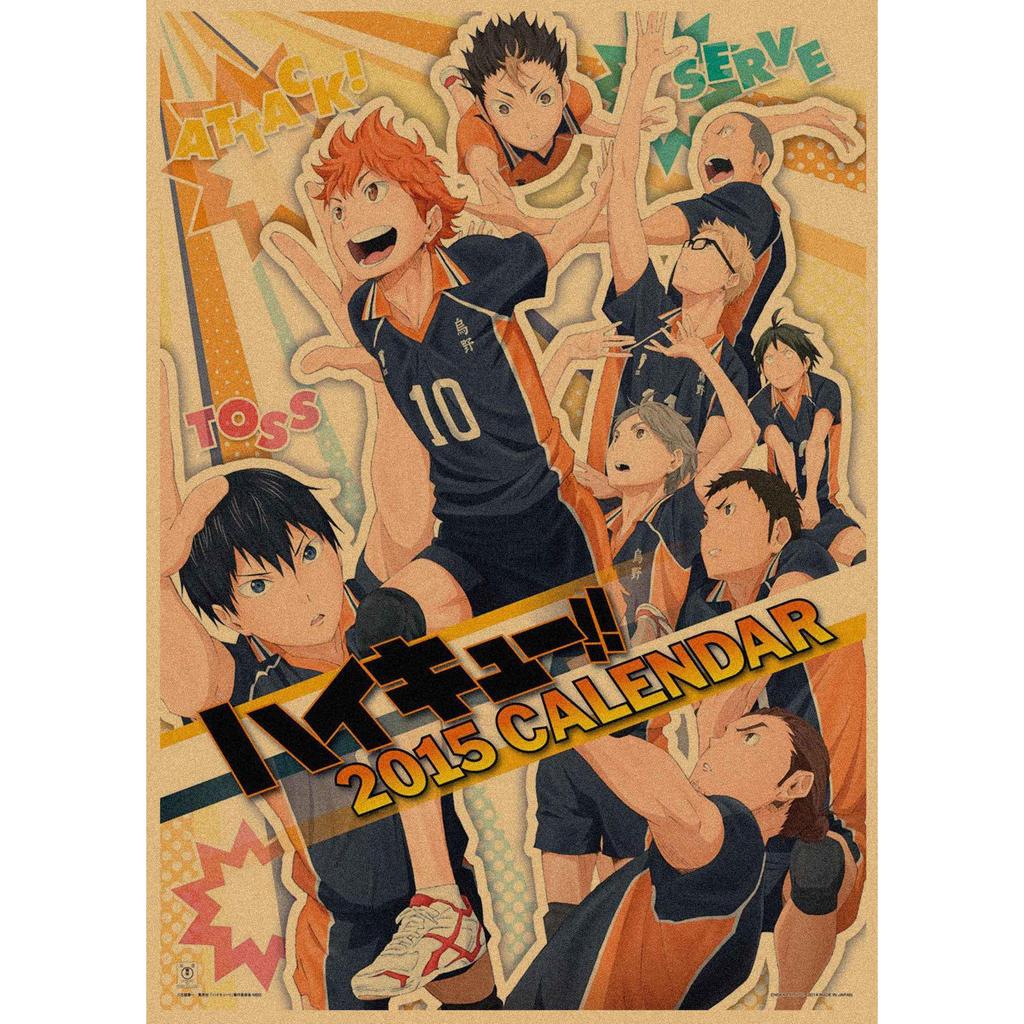 Haikyuu!! Retro Kraft Poster: Hinata Shoyo & Kageyama Tobio Decorative Wall Art