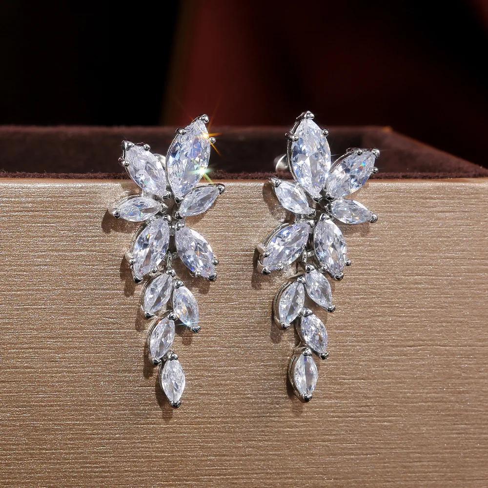 New Crystal Pendant Earrings with Zirconia Gorgeous Girls' Wedding Party Fashion Jewelry Light Luxury Personalized