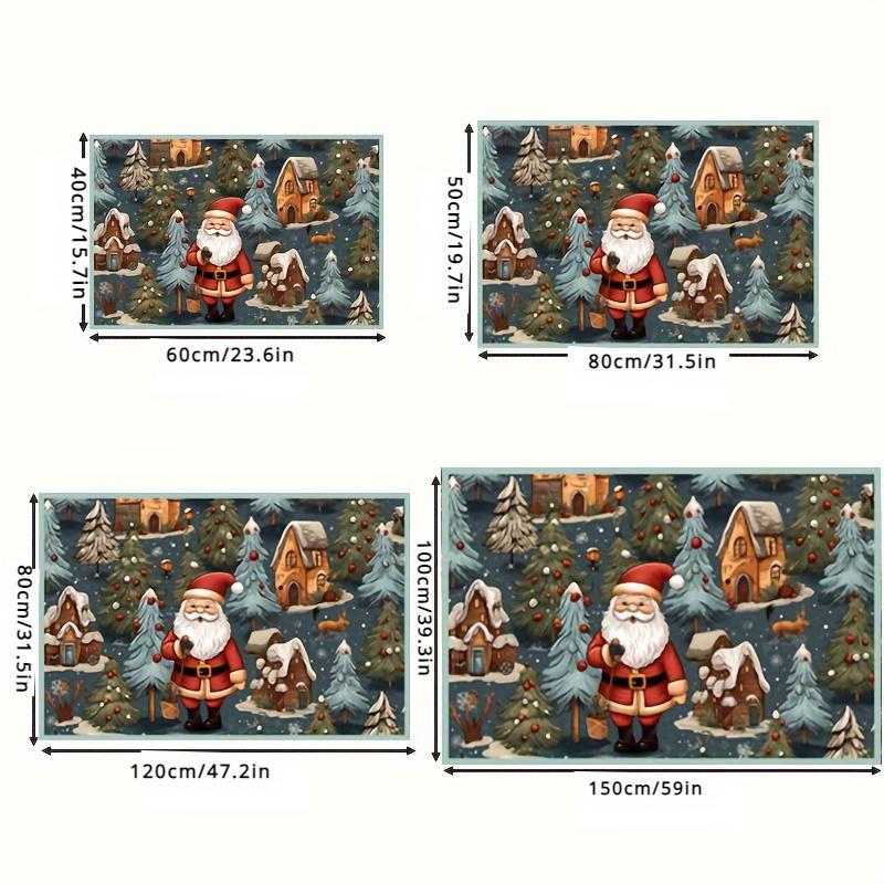 Santa Claus Christmas Rug - Soft, Non-Slip, Hand-Washable Indoor Doormat with Anti-Skid Backing, Ideal for Living Room and Bedro