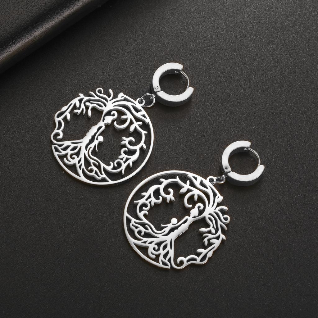 LIKGREAT Hot Sale Son Daughter Stainless Steel Tree of Life Drop Earrings Girls Boys Earring Jewelry for Women Family Gifts 2025