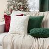 17.72×17.72 Inch Christmas Pillow Cover 3DEmbroidered Plush Cushion Case Zipper SnowflakeSnowman Tree Pattern for Sofa Bed Decor