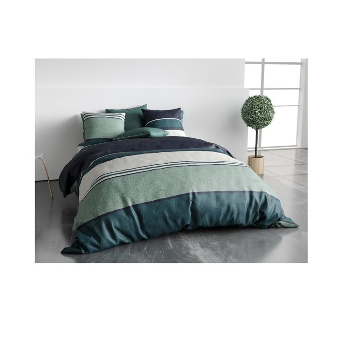 Housse de couette + 2 taies - Atika - 260 x 240 cm - Coton doux - Design contemporain