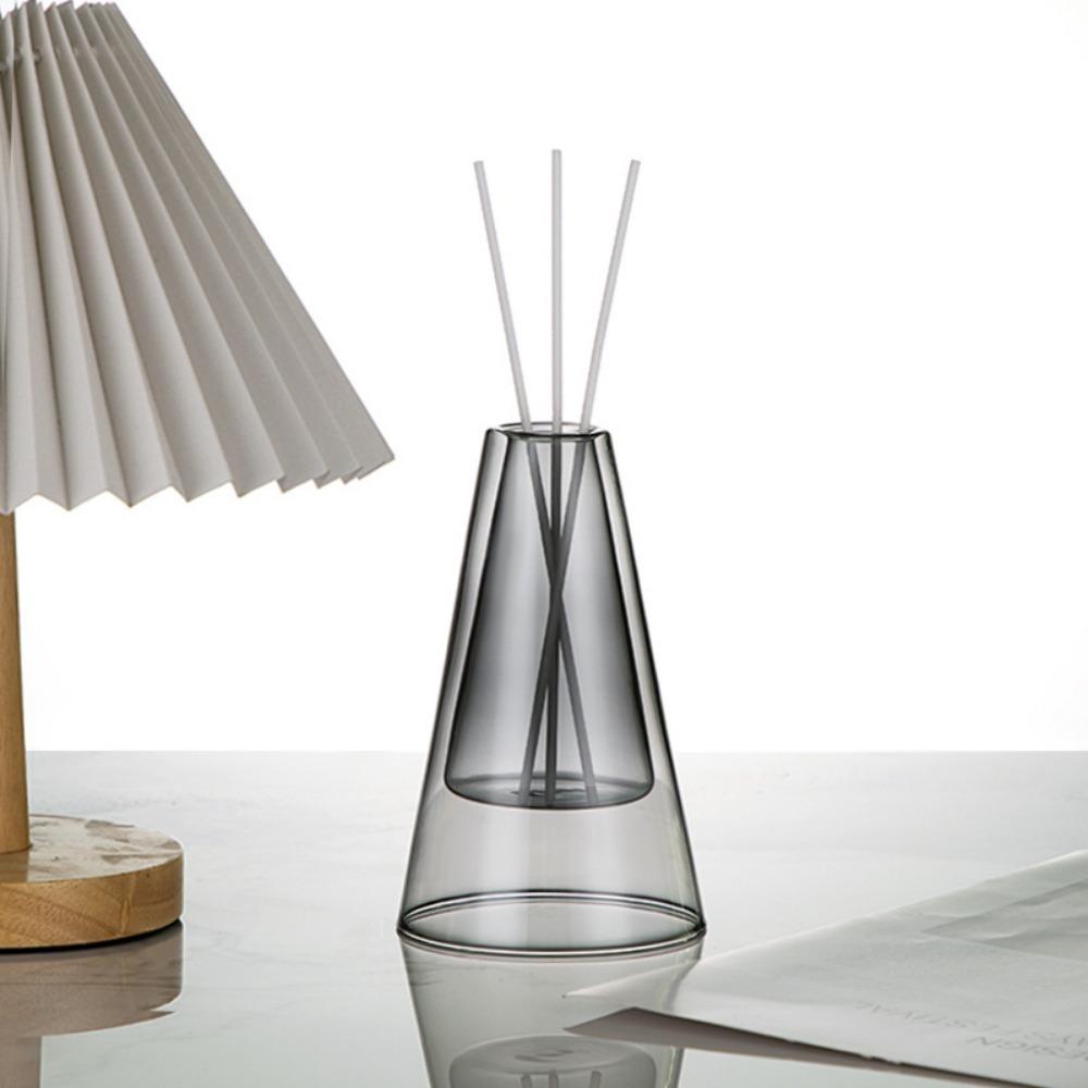 Einfache Exquisite Doppelschichtige Dreieckige Glas Aromatherapie Flasche Ätherische Öl Aufbewahrungsbehälter Moderne Heimdekorationen