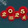 Happiness 2025 Spring Festival Paper Fan Flower Snake Year Chinese New Year Paper Fan  Household