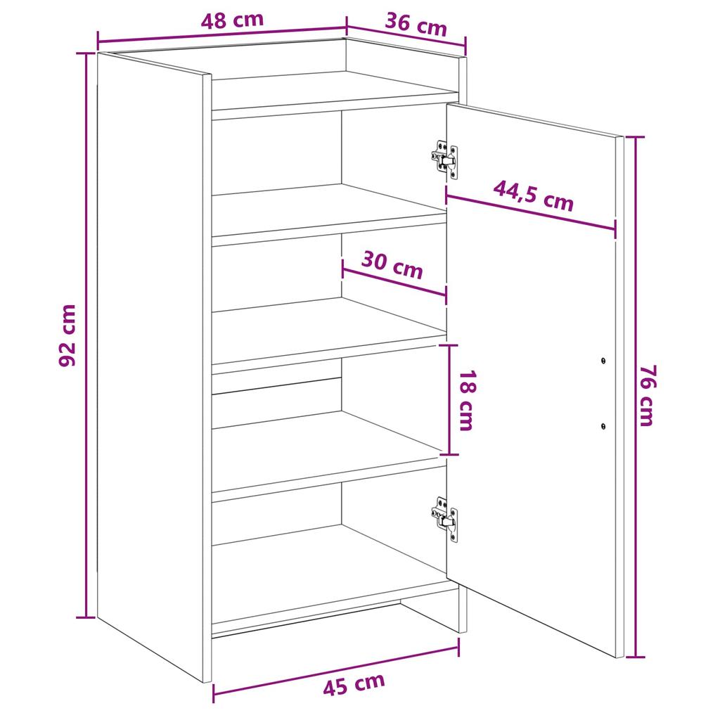 Shoe Cabinet Artisan Oak 48 x 36 x 92 cm Particleboard