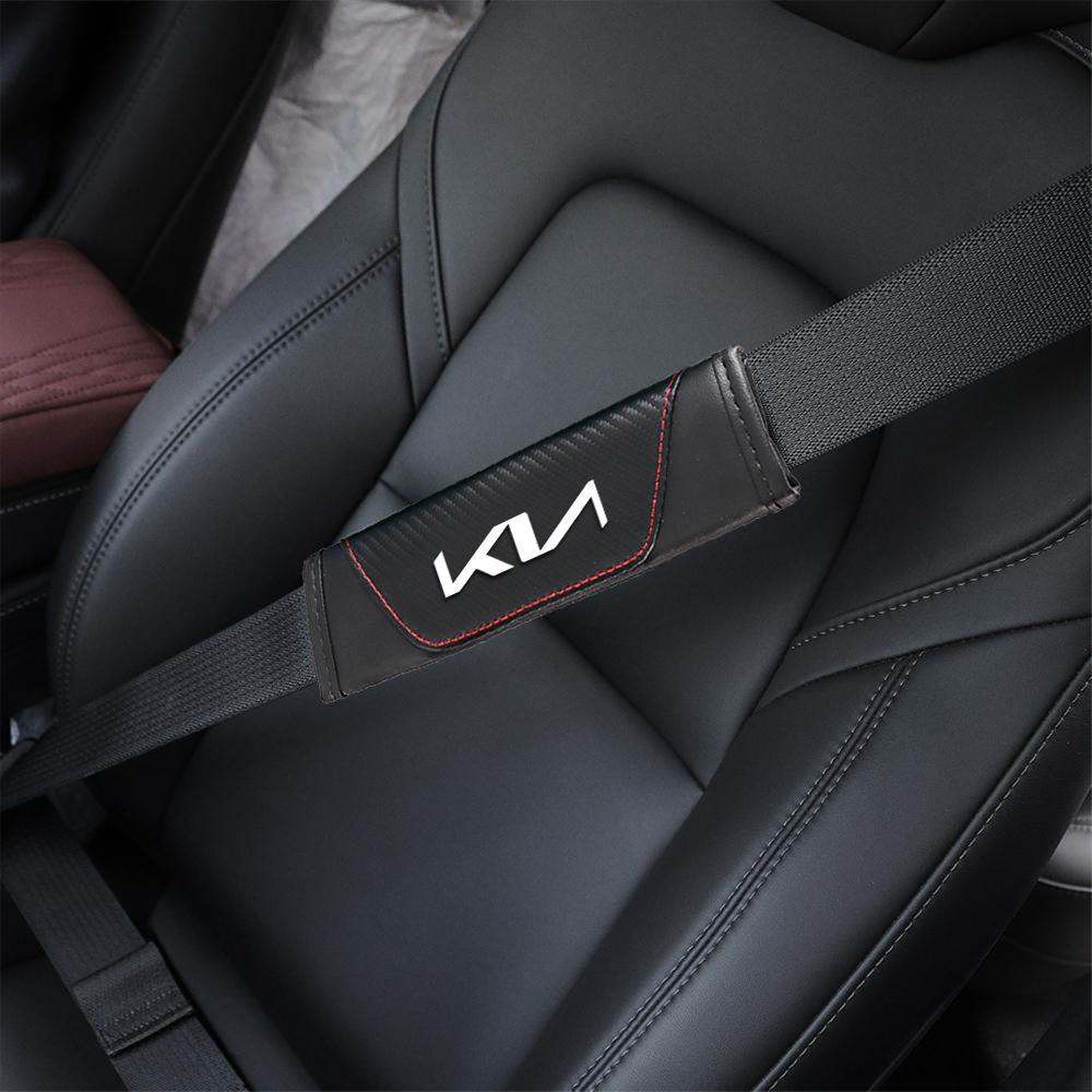 BBER3 1/2PCS Carbon Fiber Car Seat Belt Shoulder Covers For Kia Sportage Picanto Niro Optima Ceed Carnival K3 Nq3 Rio Ev4 Xceed Wenga