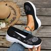 Damskie Buty Płaskie, Rozmiary Plus Size, Haftowane Buty Codzienne, Oddychające Tkane Fly Weave Wsuwane Buty Lazy dla Kobiet