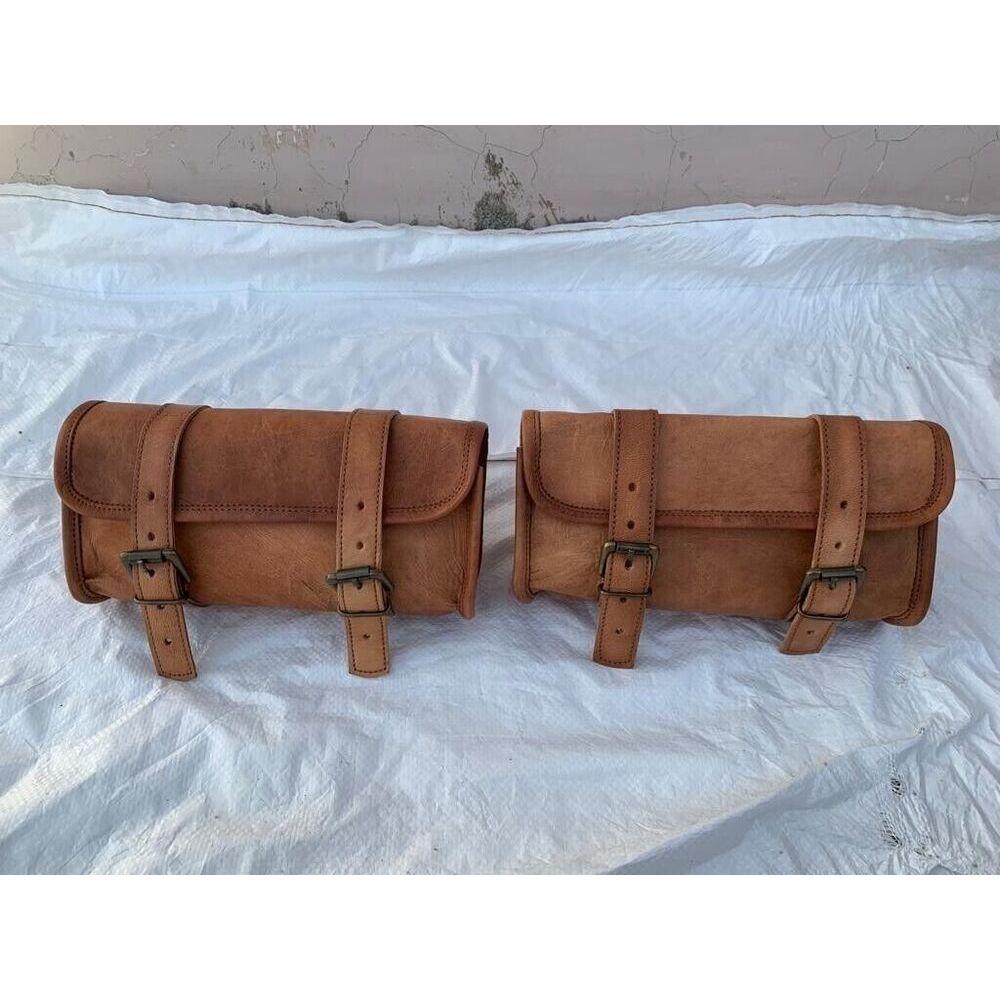 

Сумка для инструментов Мотоциклетная кожаная коричневая седельная сумка для багажа Боковая вилка для хранения спереди 5 x 10 x 4 in коричневый