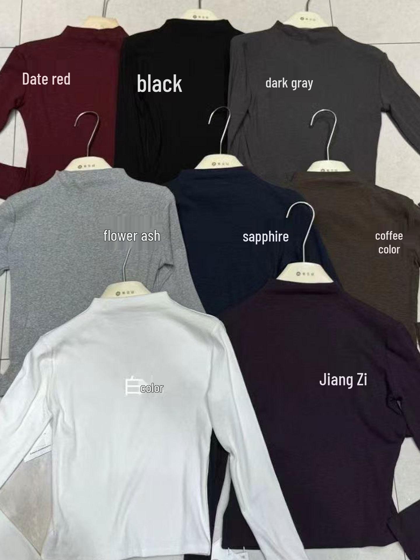 

2025 Autumn/Winter Women s High Neck Slim Fit Patchwork Long Sleeve T-shirt M (80-105 kg)