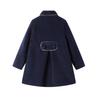 LittleSpring Kids' Girls' Chesterfield Coat, Cold Weather Jacket, Long Slim Fit Thick Cashmere Coat, Melton Trench Coat, Navy Blue, Size 100
